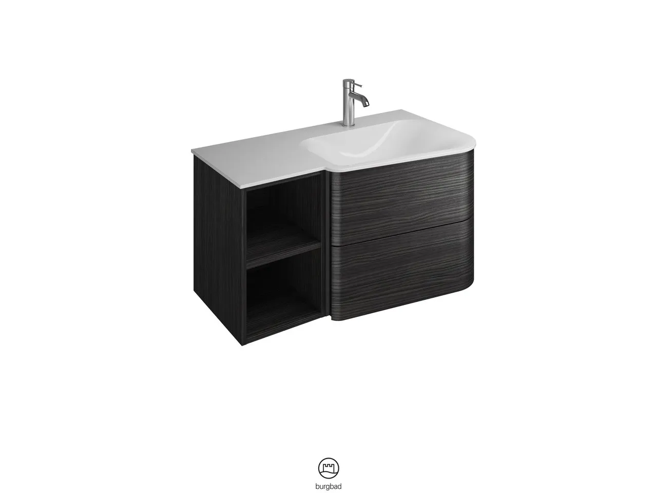 burgbad Badmöbelset „Badu“ Griffleiste, Schwarz, in Veloursgrau Softmatt burgbad Badmöbelset „Badu“ Griffleiste, Schwarz, in Veloursgrau Softmatt