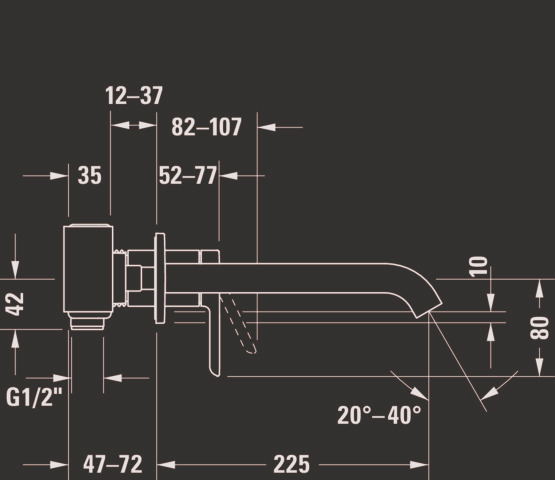 C.1 Einhebel-Waschtischmischer UP,verl.Ausl.,Ausl.225 Breite 173 mm