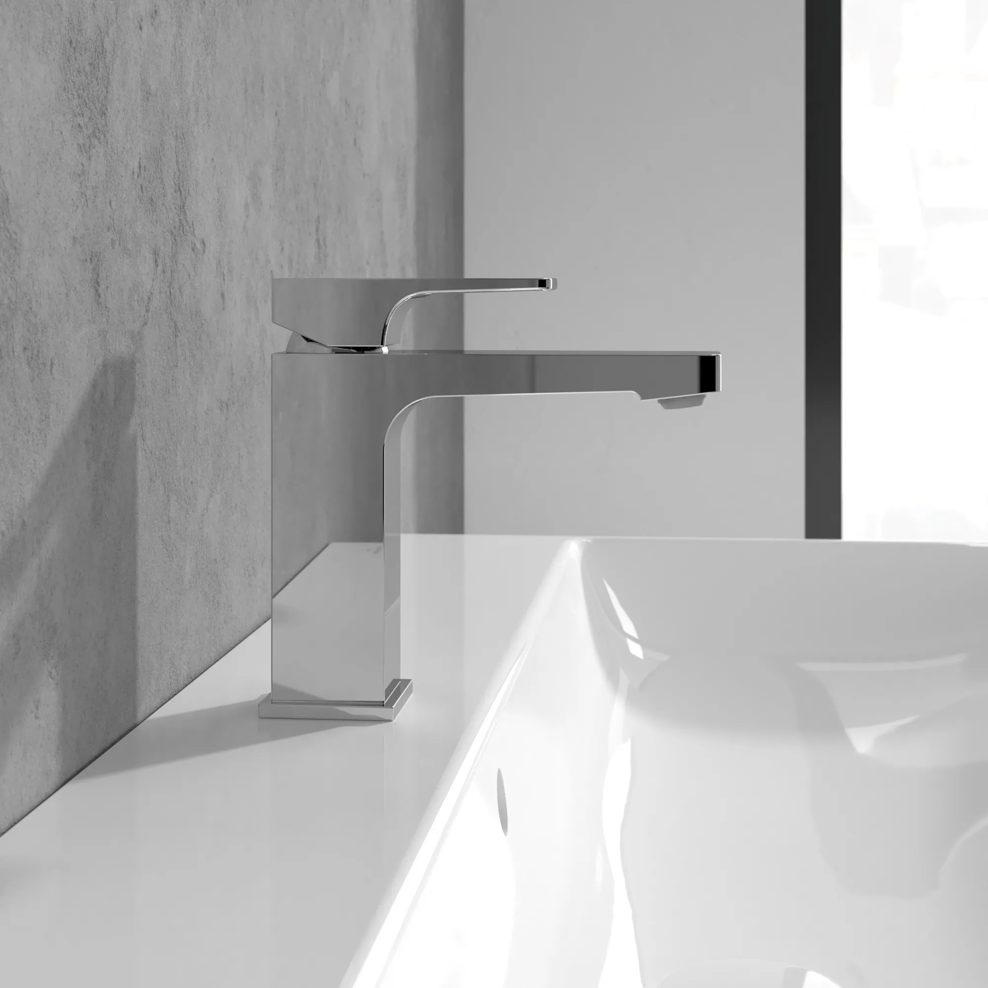 Einhand-Waschtischarmatur „Architectura Square“ 16,5 cm Ausladung 130 mm in Chrom Einhand-Waschtischarmatur „Architectura Square“ 16,5 cm Ausladung 130 mm in Chrom