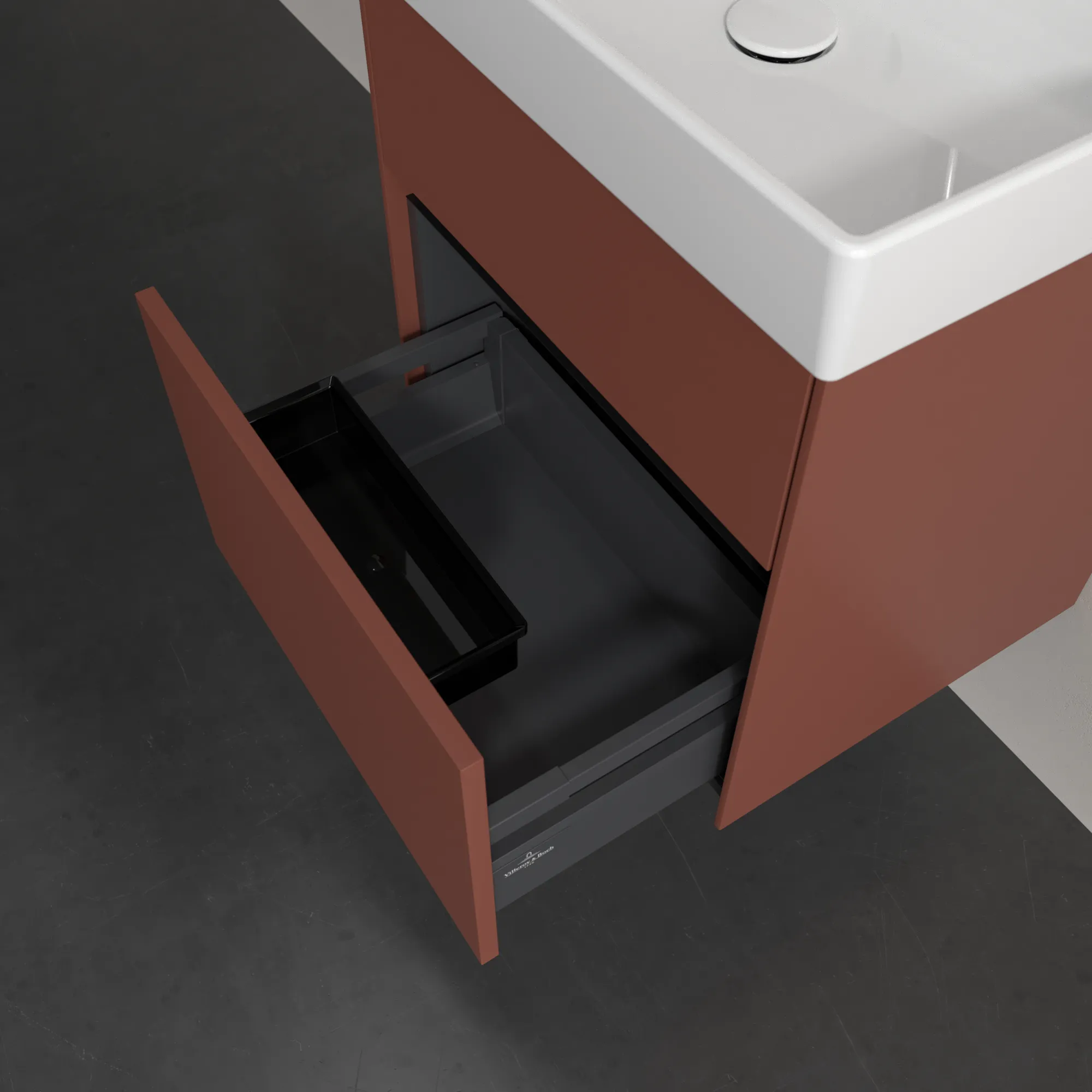 Villeroy & Boch Waschbeckenunterschrank Collaro C00700, eckig, Wine Red, 510 x 414 mm, Höhe 546 mm, mit SoftClosing und integrierten Aluminiumgriffen