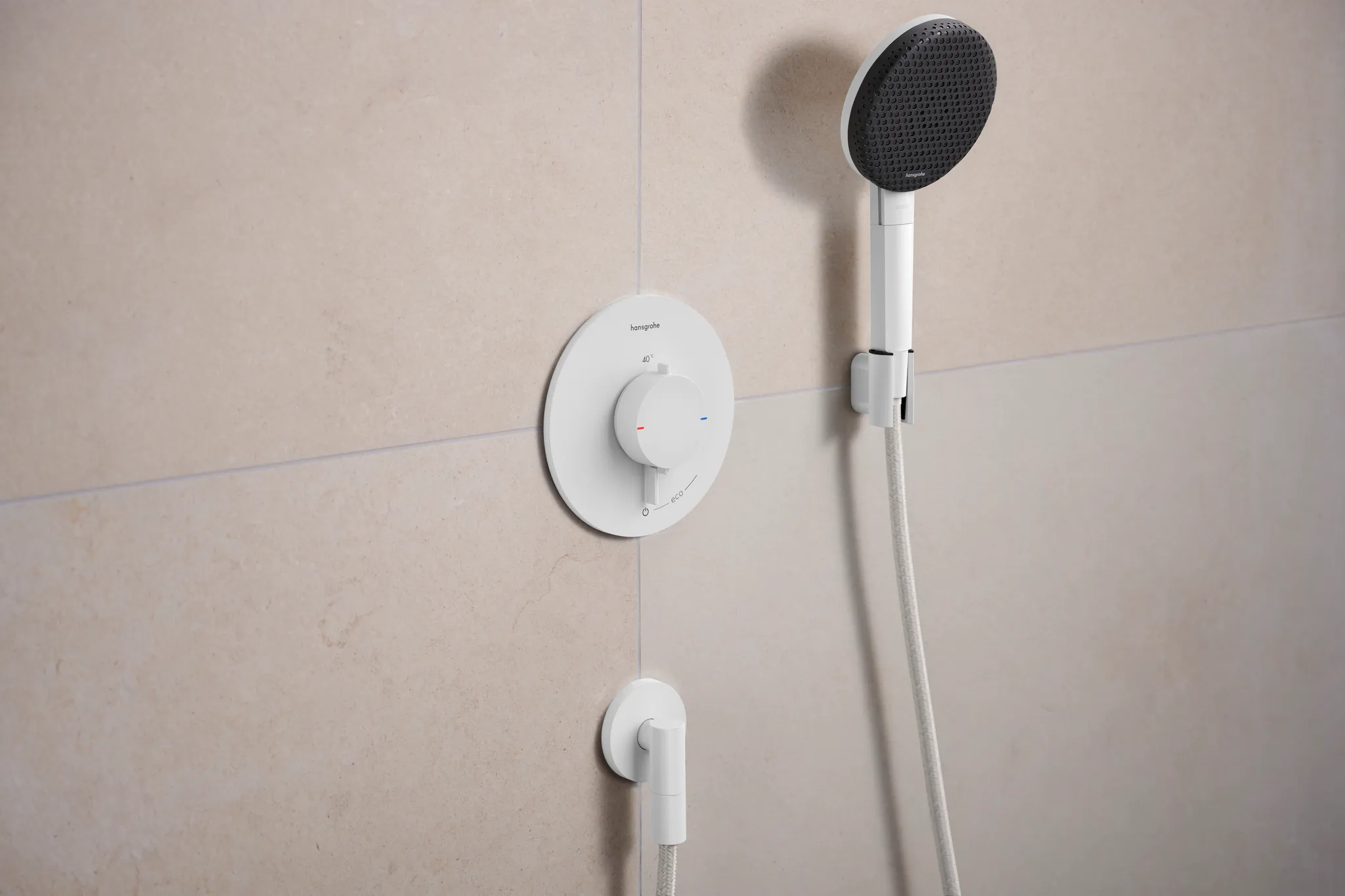 Hansgrohe Unterputz-Armatur „Ecostat Comfort S“ Ausladung 0 mm in Mattweiß