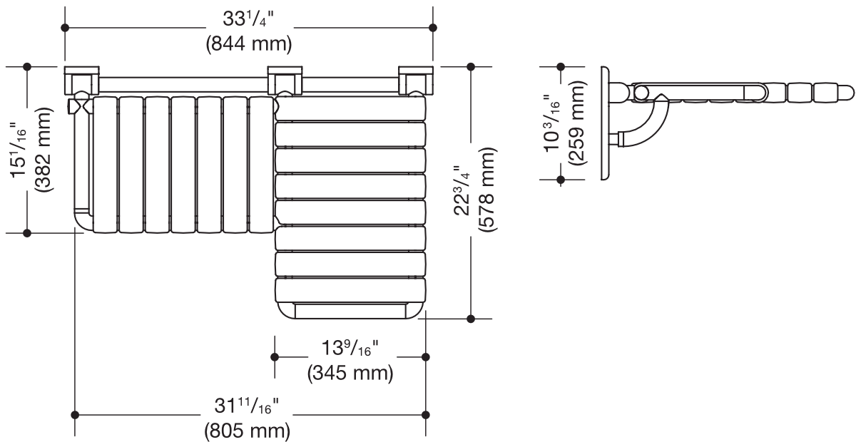 Duschklappsitz „Serie 801“ in Umbra, rechts