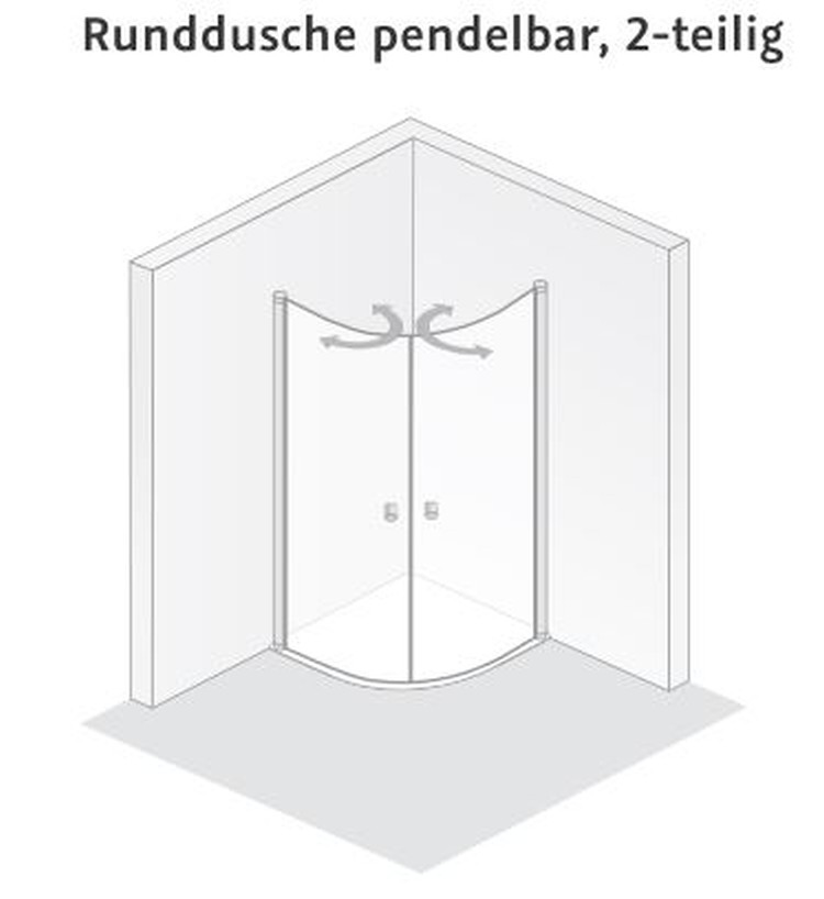 HSK teilgerahmte Runddusche pendelbar 2-teilig Radius 550 „Exklusiv“ Glas Mattierung mittig (65 cm), Profile Weiß, B: 900 mm H: 2000 mm T: 900 mm HSK teilgerahmte Runddusche pendelbar 2-teilig Radius 550 „Exklusiv“ Glas Mattierung mittig (65 cm), Profile Weiß, B: 900 mm H: 2000 mm T: 900 mm