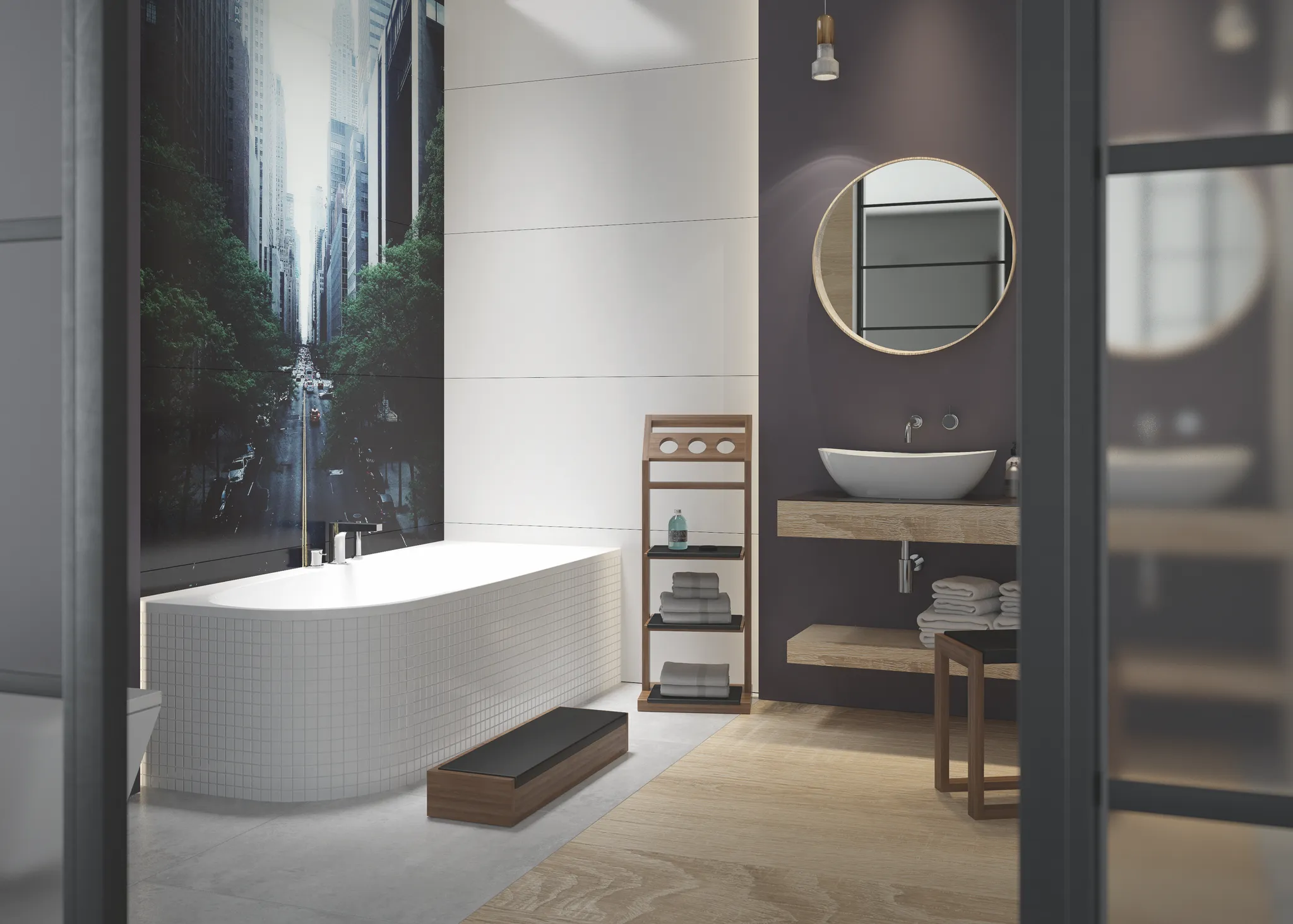 Hoesch Badewanne „iSensi“ eck, asymmetrisch 170 × 75 cm, rechts in Weiß