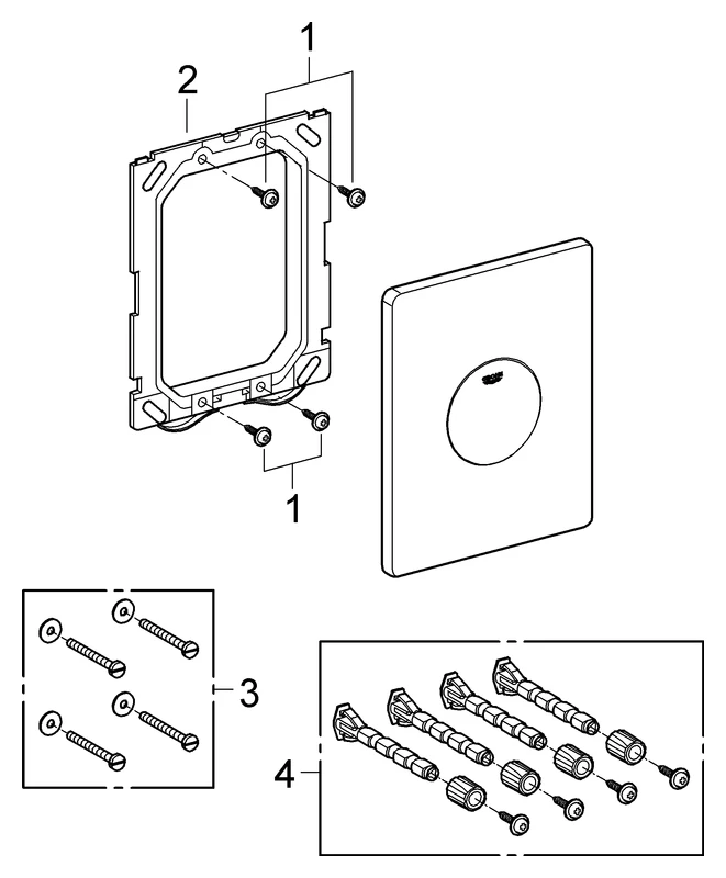 WC-Betätigung Skate 38573, 156 x 197 mm, für 1-Mengen-Betätigung, senkrechte und waagerechte Montage, chrom