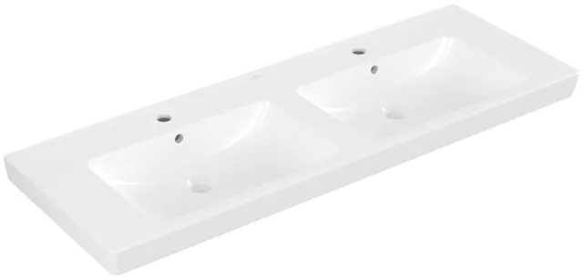 Villeroy & Boch Doppelwaschtisch „Subway 2.0“ 1300 × 470 × 150 mm, für links und rechts, mit Hahnlochbank, mit Hahnlochbohrung, Hahnlochposition links und rechts in Weiß Alpin Villeroy & Boch Doppelwaschtisch „Subway 2.0“ 1300 × 470 × 150 mm, für links und rechts, mit Hahnlochbank, mit Hahnlochbohrung, Hahnlochposition links und rechts in Weiß Alpin