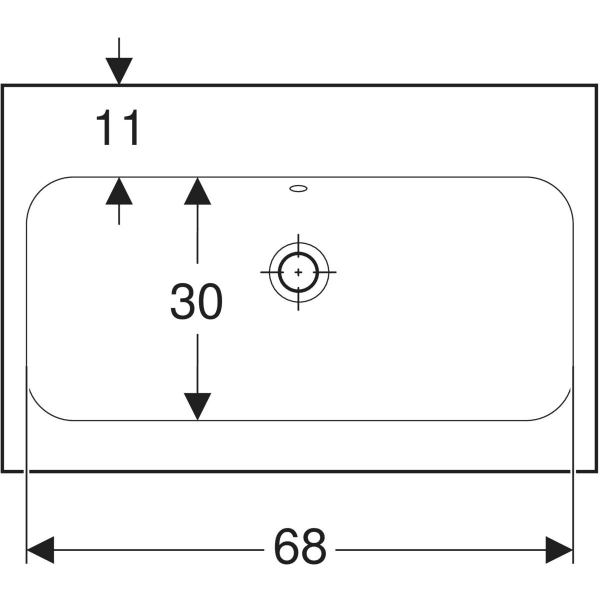 Wandwaschtisch „iCon Light“, mittig, rechteckig 75 × 48 cm