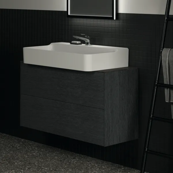 Ideal Standard Waschtischunterschrank „Conca“ 100 × 54 × 37,3 cm Eiche geflammt Furnier Ideal Standard Waschtischunterschrank „Conca“ 100 × 54 × 37,3 cm Eiche geflammt Furnier