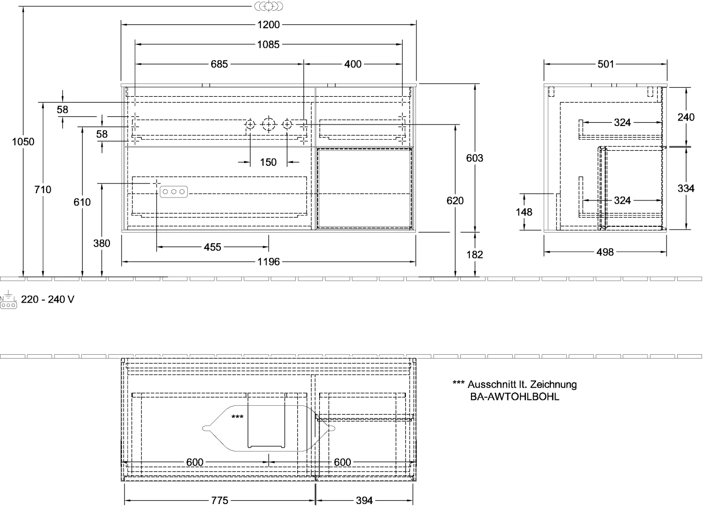 Villeroy & Boch Finion Waschbeckenunterschrank G71, 1200x603x501mm
