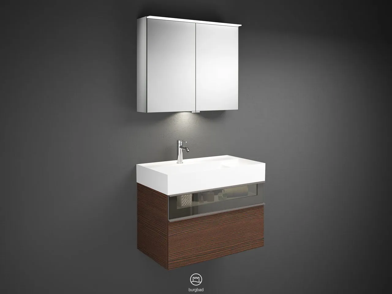 burgbad Yumo SFLA082 Badmöbelset Spiegelschrank mit Mineralguss-Waschtisch burgbad Yumo SFLA082 Badmöbelset Spiegelschrank mit Mineralguss-Waschtisch