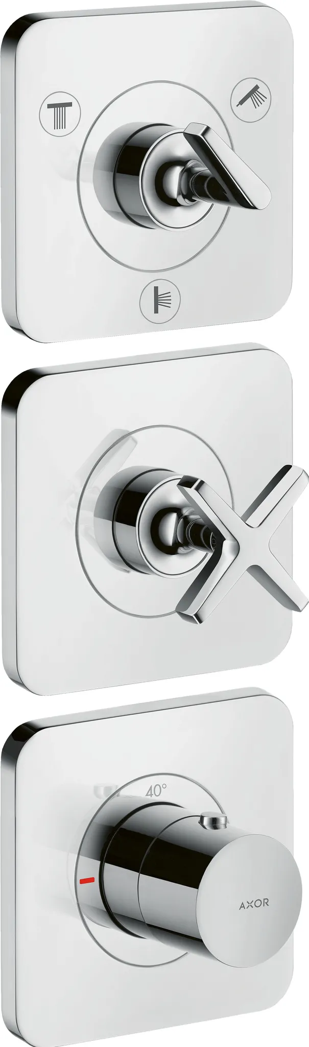 Thermostatmodul Unterputz Axor Citterio E Fertigset 3 Verbraucher chrom Farbe: Chrom