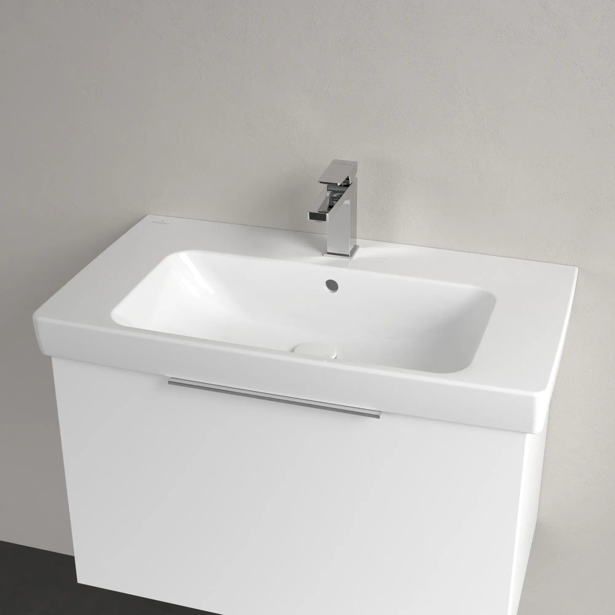 Villeroy & Boch Waschbecken „Architectura“ 800 × 455 × 165 mm, ohne Hahnlochbohrung, für Becken mittig in Weiß Alpin Villeroy & Boch Waschbecken „Architectura“ 800 × 455 × 165 mm, ohne Hahnlochbohrung, für Becken mittig in Weiß Alpin