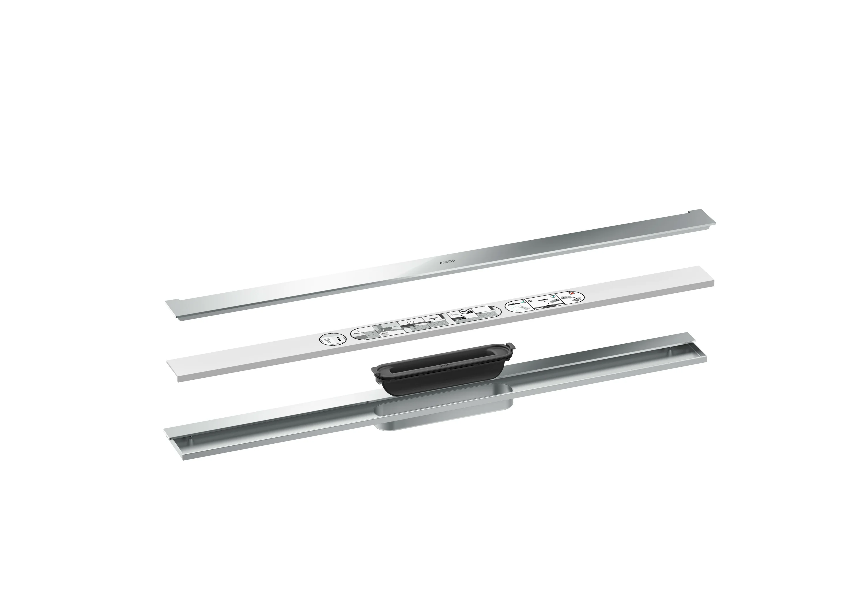 Hansgrohe AXOR Drain Fertigset Duschrinne 800 mm wandangebunden Chrom Edelstahl V2A Hansgrohe AXOR Drain Fertigset Duschrinne 800 mm wandangebunden Chrom Edelstahl V2A