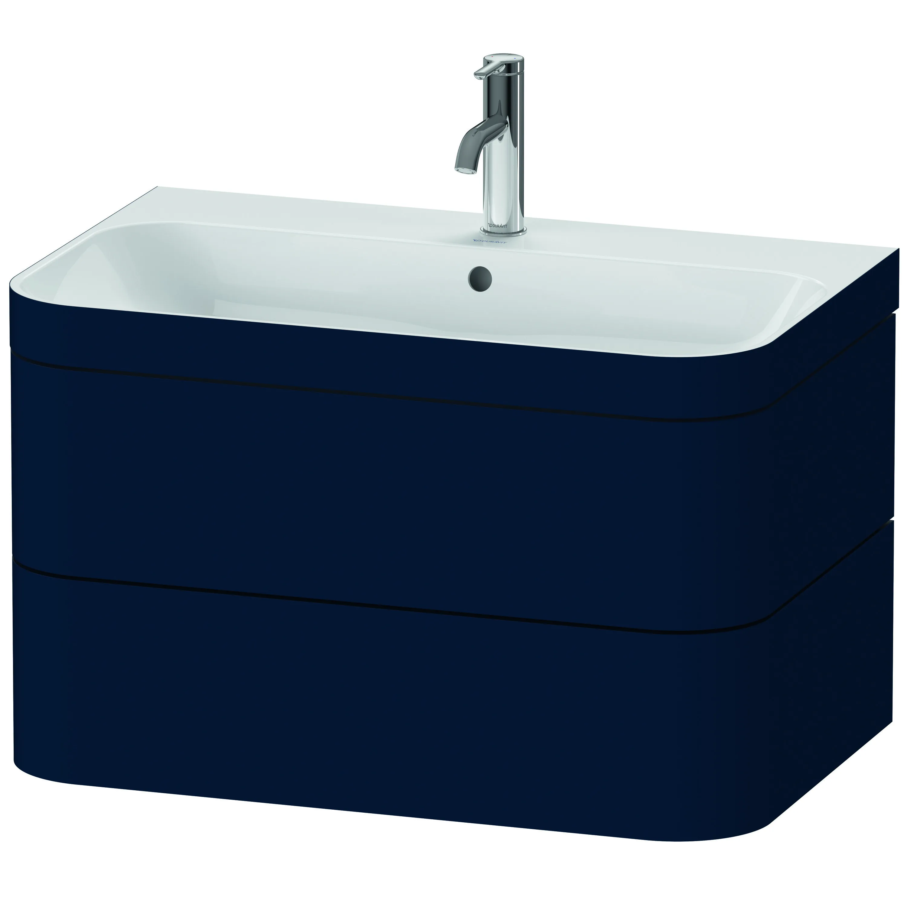Duravit Waschtischunterschrank c-bonded Set wandhängend „Happy D.2 Plus“ 775 × 480 × 490 mm Nachtblau Seidenmatt, mit Hahnlochbohrung Duravit Waschtischunterschrank c-bonded Set wandhängend „Happy D.2 Plus“ 775 × 480 × 490 mm Nachtblau Seidenmatt, mit Hahnlochbohrung