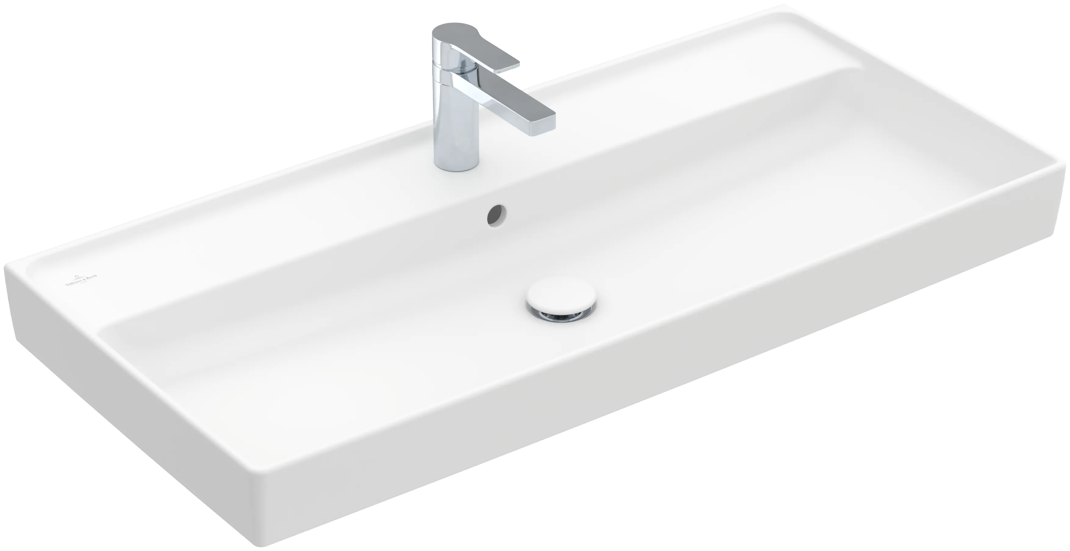 Villeroy & Boch Schrankwaschtisch aus TitanCeram „Collaro“ 1000 × 470 × 160 mm, mit Hahnlochbohrung, Hahnlochposition mittig in Stone White Villeroy & Boch Schrankwaschtisch aus TitanCeram „Collaro“ 1000 × 470 × 160 mm, mit Hahnlochbohrung, Hahnlochposition mittig in Stone White