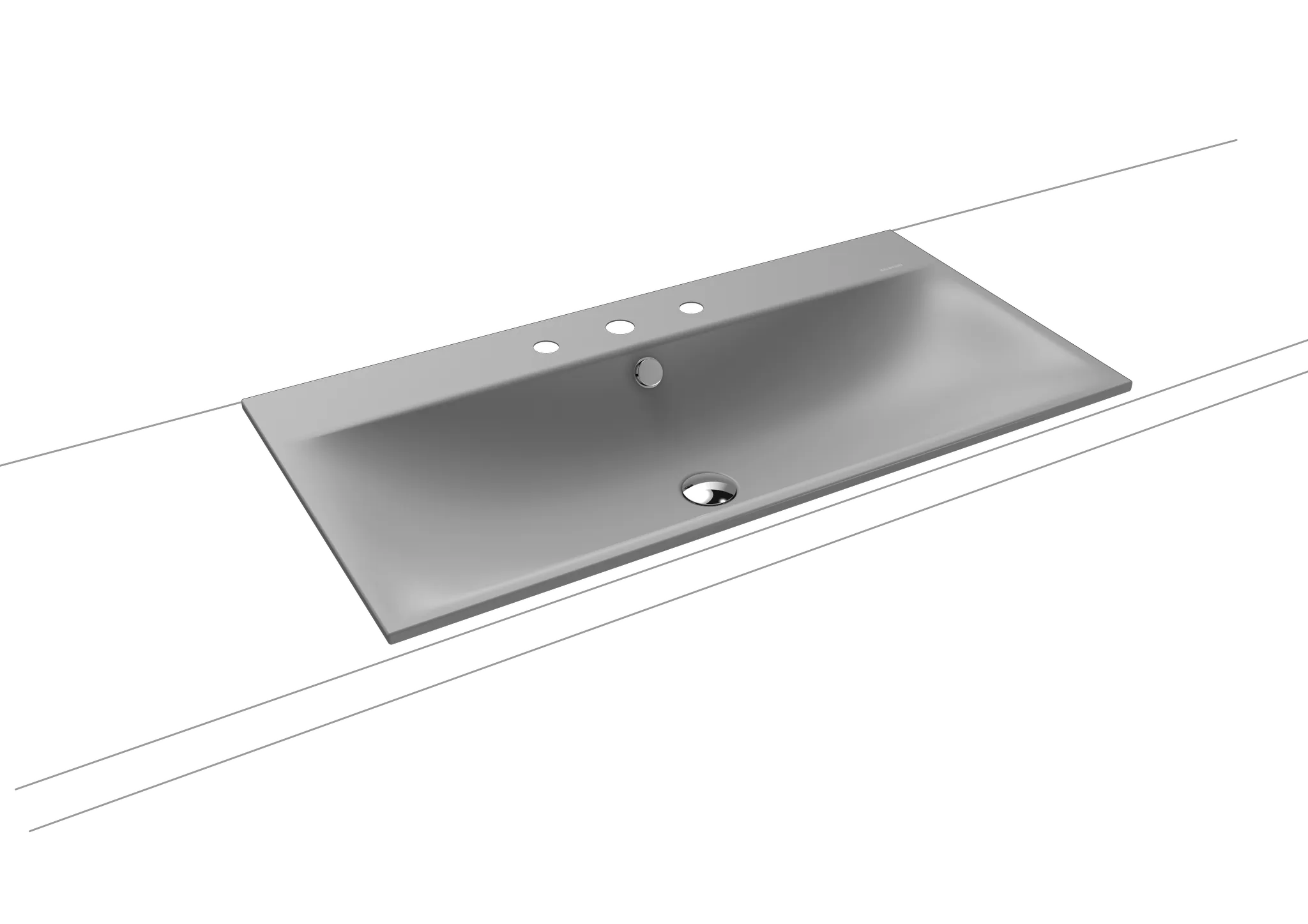 Einbauwaschtisch „Silenio“ 90 × 46 cm, ohne Hahnlochbohrung in cool grey 30, mit Perl-Effekt