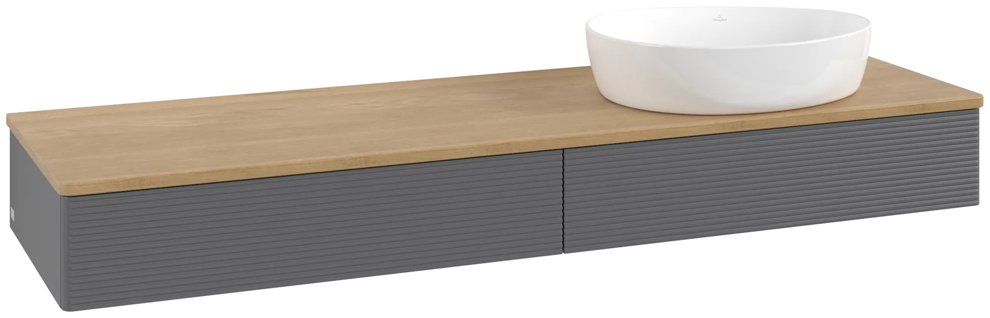 Villeroy & Boch Antao Waschbeckenunterschrank L16_1 1600x190x500mm anthrazit matt lackiert / honig eiche