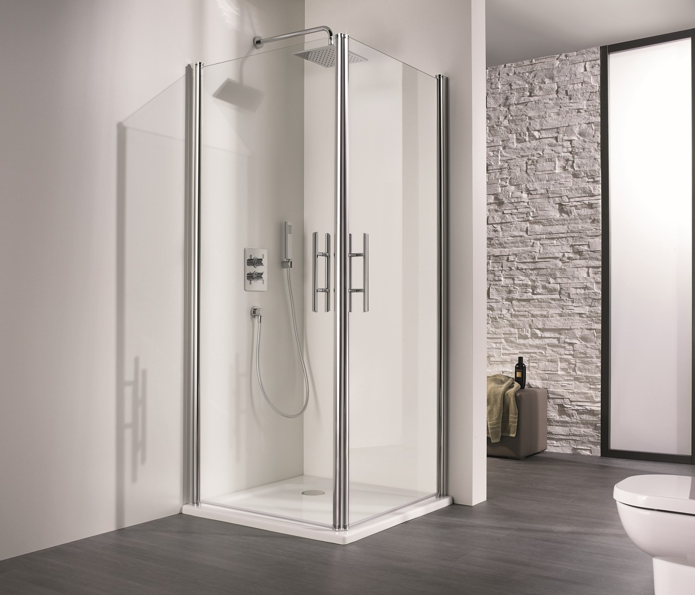 HSK teilgerahmte Eckeinstieg pendelbar 2-teilig „Exklusiv“ Glas Klar hell, Profile Alu Silber-matt, B: 800 mm H: 2000 mm HSK teilgerahmte Eckeinstieg pendelbar 2-teilig „Exklusiv“ Glas Klar hell, Profile Alu Silber-matt, B: 800 mm H: 2000 mm