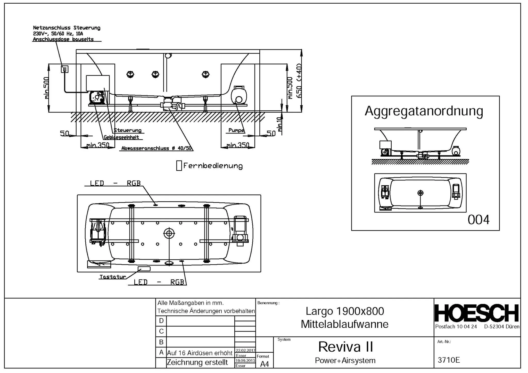 Hoesch Whirlwanne „Largo“ mit Whirlsystem „Reviva II“ rechteck 190 × 80 cm in Weiß Hoesch Whirlwanne „Largo“ mit Whirlsystem „Reviva II“ rechteck 190 × 80 cm in Weiß