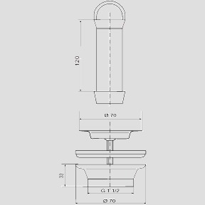 Standrohrventil G1 1/2x70x120