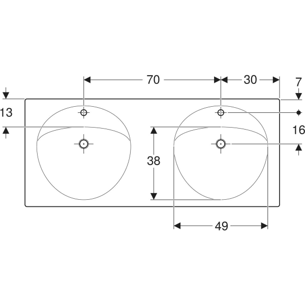 Wandwaschtisch „Preciosa“, rechteckig 130 × 55 cm in weiß alpin