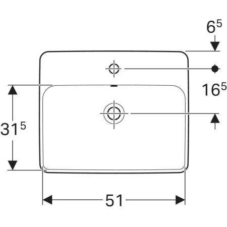 Einbauwaschtisch „Variform“, rechteckig 55 × 45 cm 