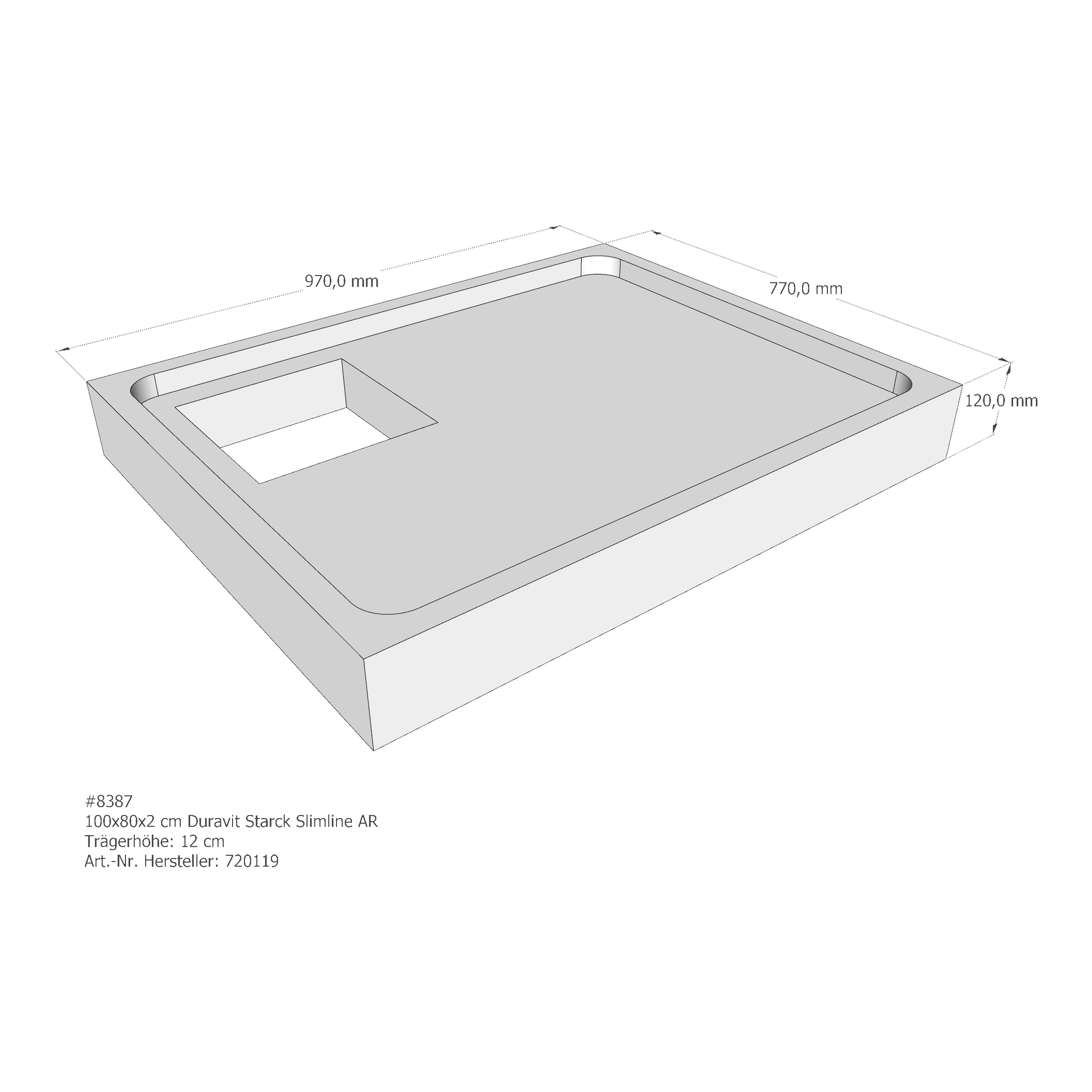 Duschwannenträger für Duravit Starck Slimline 100 × 80 × 2 cm Duschwannenträger für Duravit Starck Slimline 100 × 80 × 2 cm