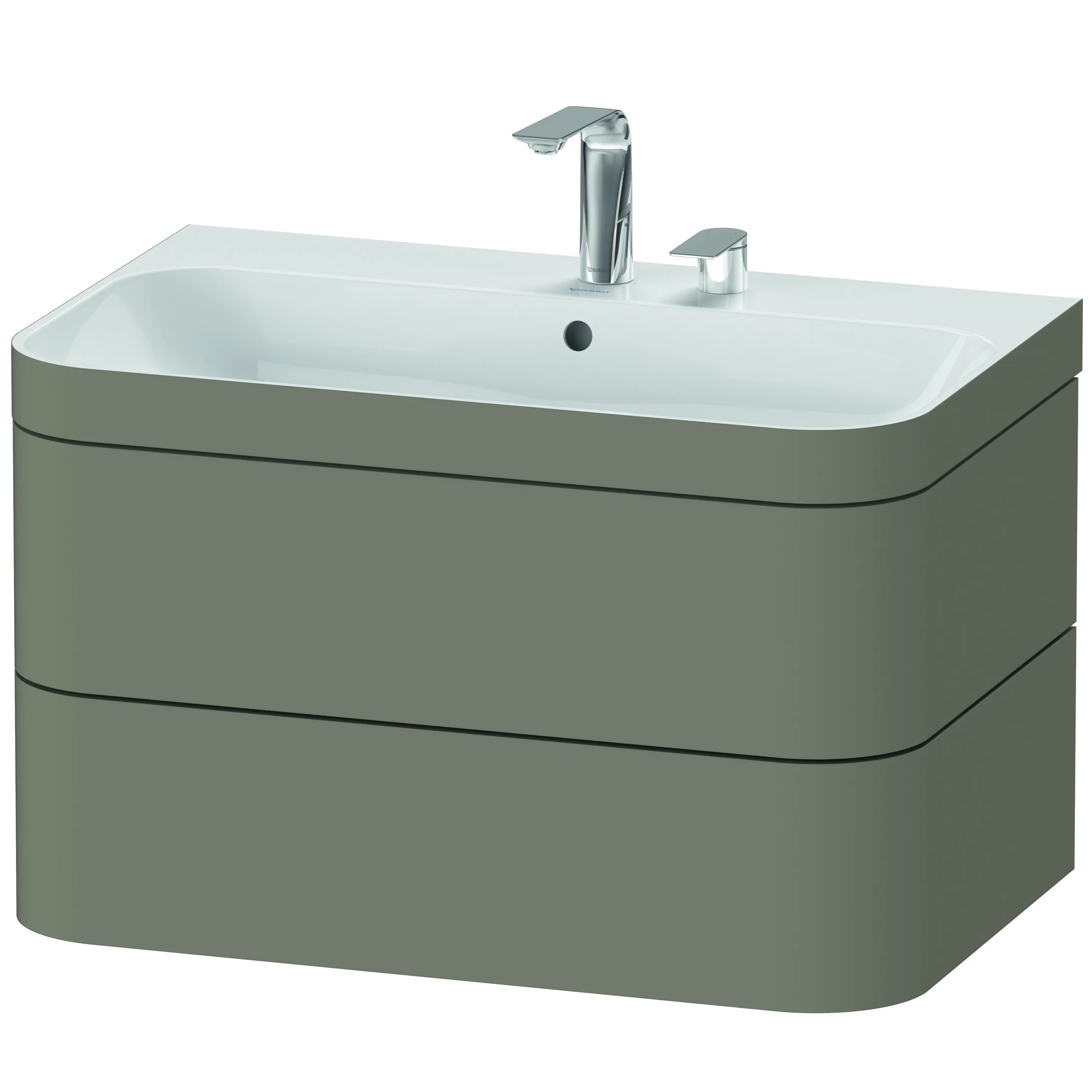 Duravit Waschtischunterschrank c-bonded Set wandhängend „Happy D.2 Plus“ 775 × 480 × 490 mm Steingrau Seidenmatt, mit Hahnlochbohrung Duravit Waschtischunterschrank c-bonded Set wandhängend „Happy D.2 Plus“ 775 × 480 × 490 mm Steingrau Seidenmatt, mit Hahnlochbohrung