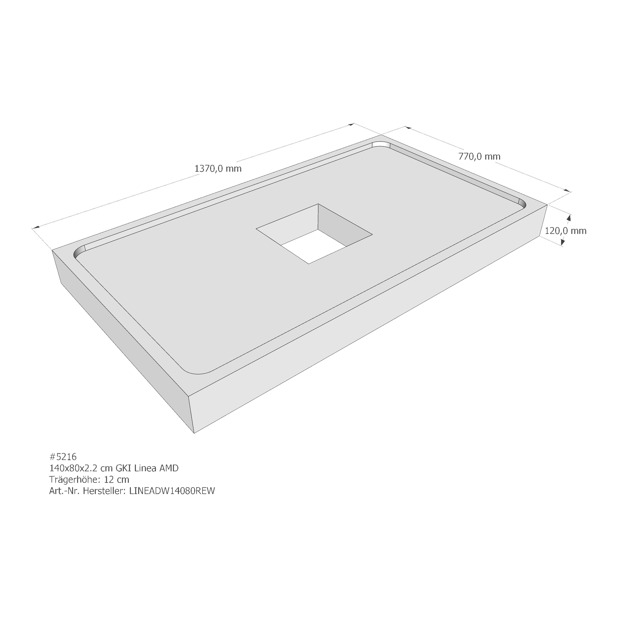 Duschwannenträger für GKI Linea 140 × 80 × 2,2 cm