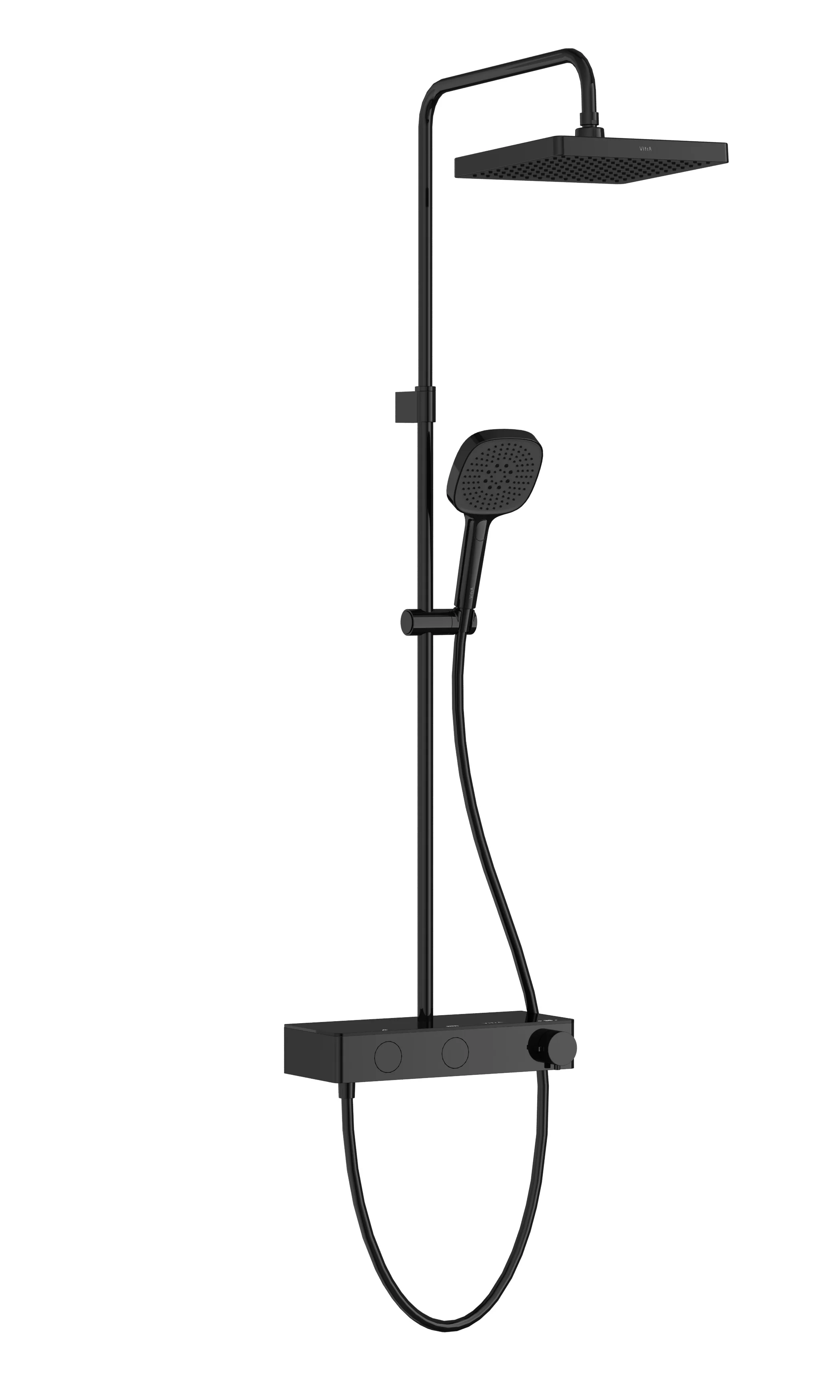 Core Square Thermostat-Duschsystem mit Kopf- und Handbrause Wandmontage Schwarz Hochglanz Core Square Thermostat-Duschsystem mit Kopf- und Handbrause Wandmontage Schwarz Hochglanz