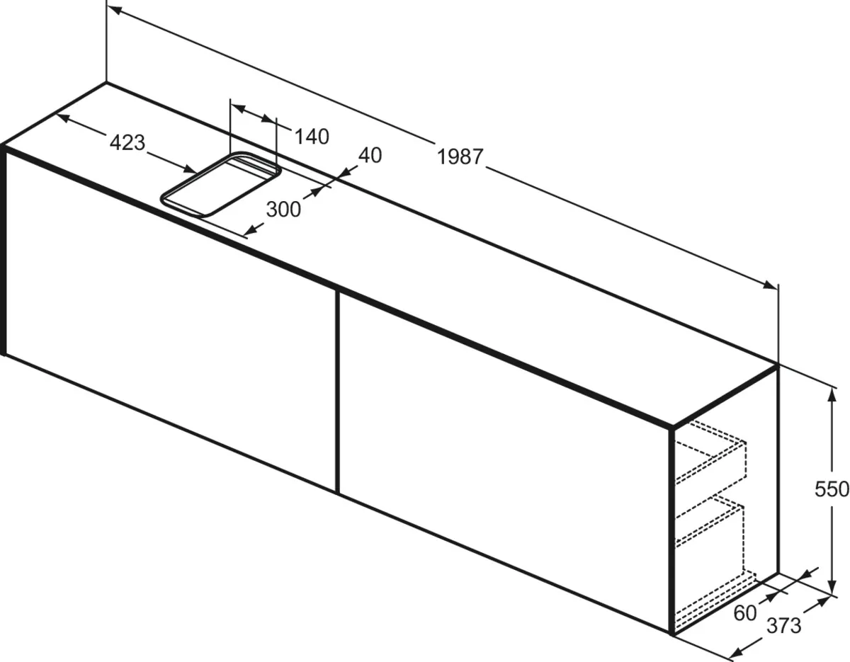 Ideal Standard Waschtischunterschrank „Conca“ 198,7 × 55 × 37,3 cm Anthrazit matt lackiert Ideal Standard Waschtischunterschrank „Conca“ 198,7 × 55 × 37,3 cm Anthrazit matt lackiert