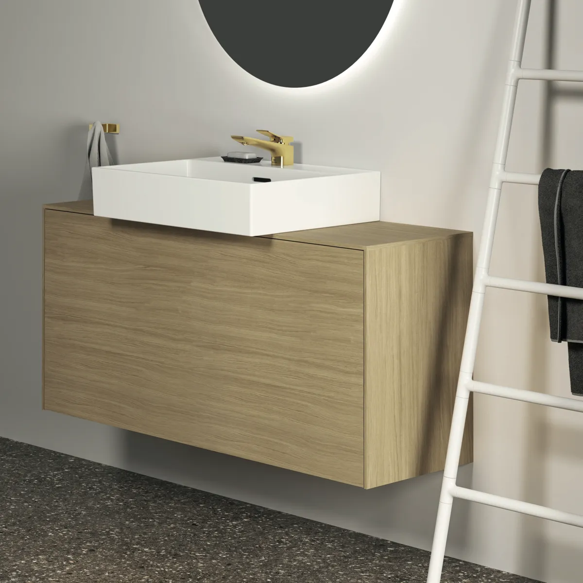 Handtuchhaken Conca Cube, eckig, Brushed Gold Handtuchhaken Conca Cube, eckig, Brushed Gold