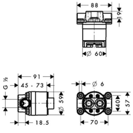 Grundset Axor Starck Duschsäule mit Thermostat Grundset Axor Starck Duschsäule mit Thermostat