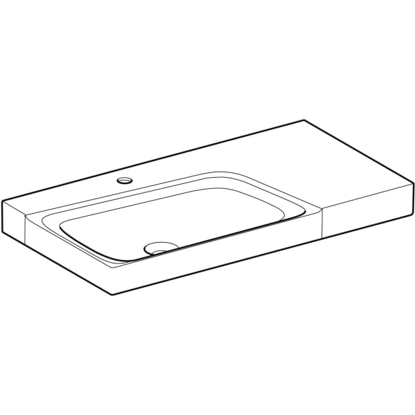 Wandwaschtisch mit Ablagefläche „Xeno2“, rechteckig, Ablagefläche rechts 90 × 48 cm mit KeraTect®