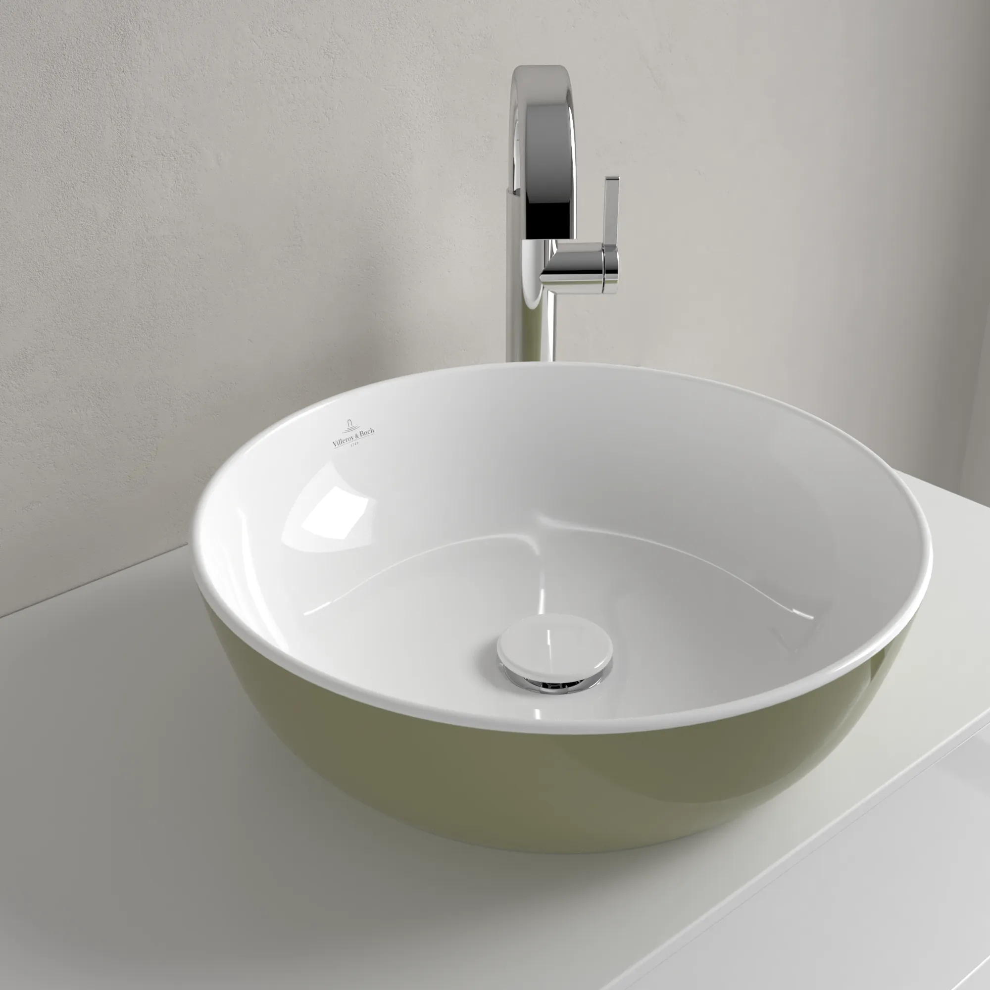 Villeroy & Boch Aufsatzwaschtisch aus TitanCeram „Artis“ ⌀ 430 mm in Sage Green