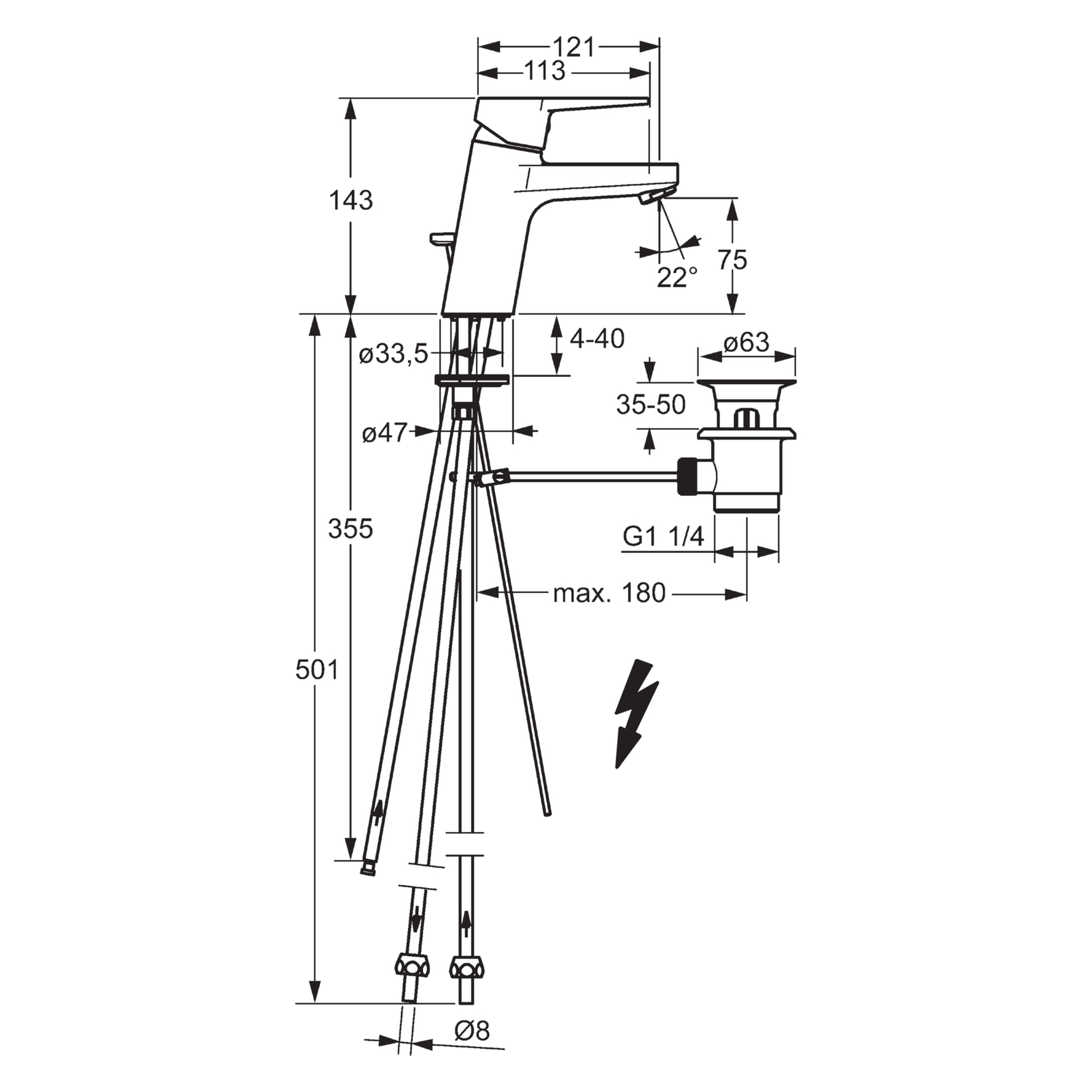 HansaTWIST Waschtischarmatur Einhebelmischer HansaTWIST 0913 Kupferrohr Zugstangenablaufgarnitur Ausladung 121 mm DN15 Chrom HansaTWIST Waschtischarmatur Einhebelmischer HansaTWIST 0913 Kupferrohr Zugstangenablaufgarnitur Ausladung 121 mm DN15 Chrom