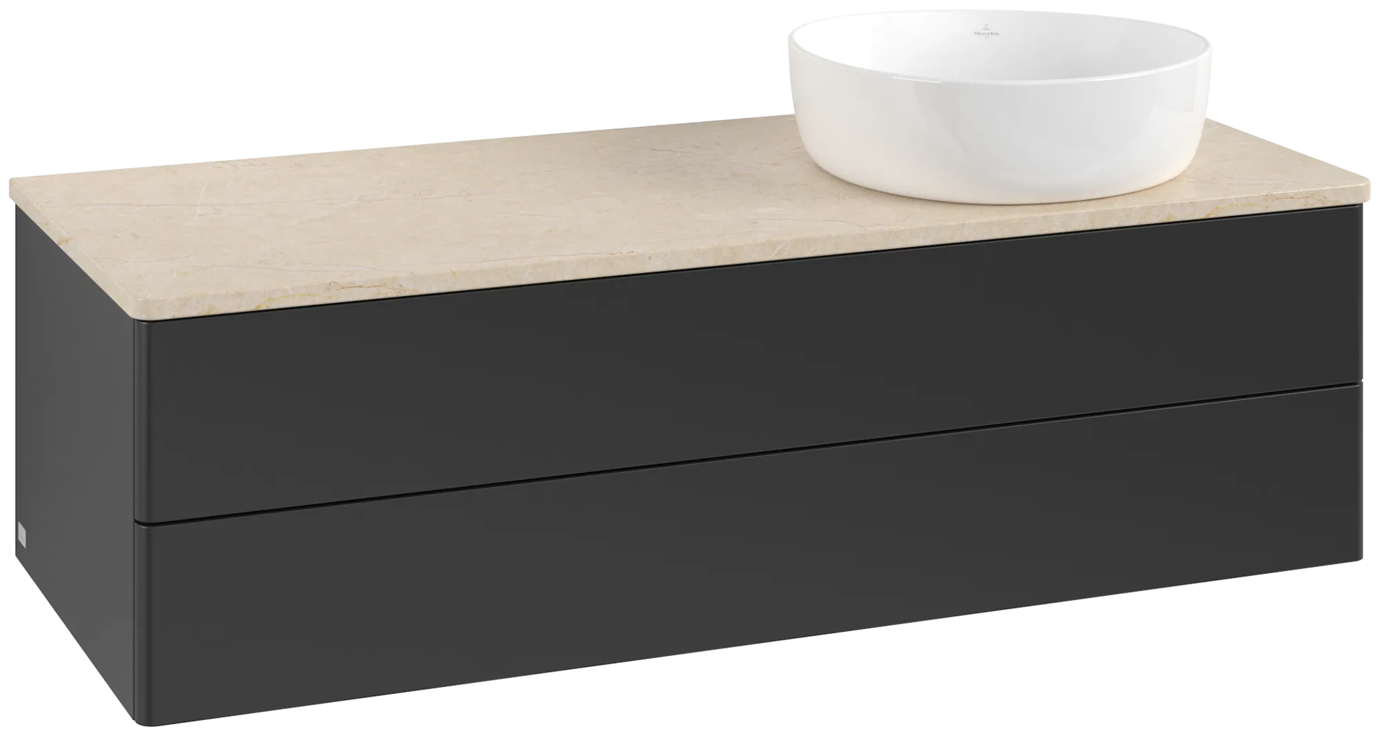 Villeroy & Boch Antao Waschbeckenunterschrank K23_1, 1200x360x500 mm, Black Matt Lacquer / Botticino