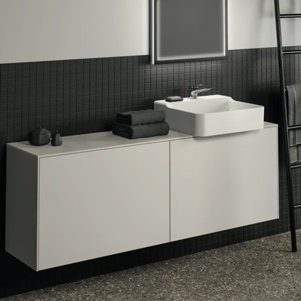 Waschtischplatte Conca, aus Keramik, 1587x373x6mm, Marmor Noir Desir Waschtischplatte Conca, aus Keramik, 1587x373x6mm, Marmor Noir Desir