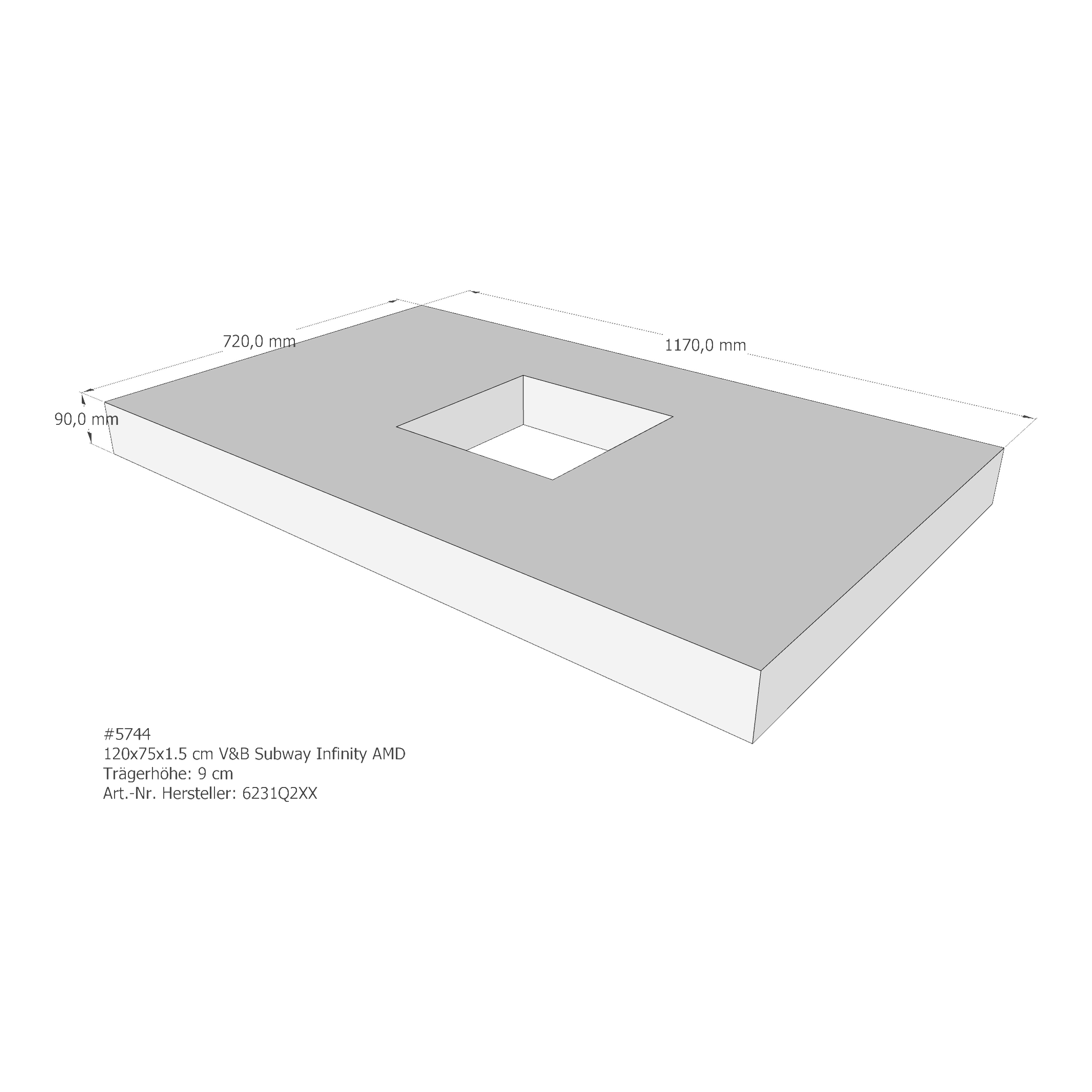 Duschwannenträger für Villeroy & Boch Subway Infinity 120 × 75 × 1,5 cm