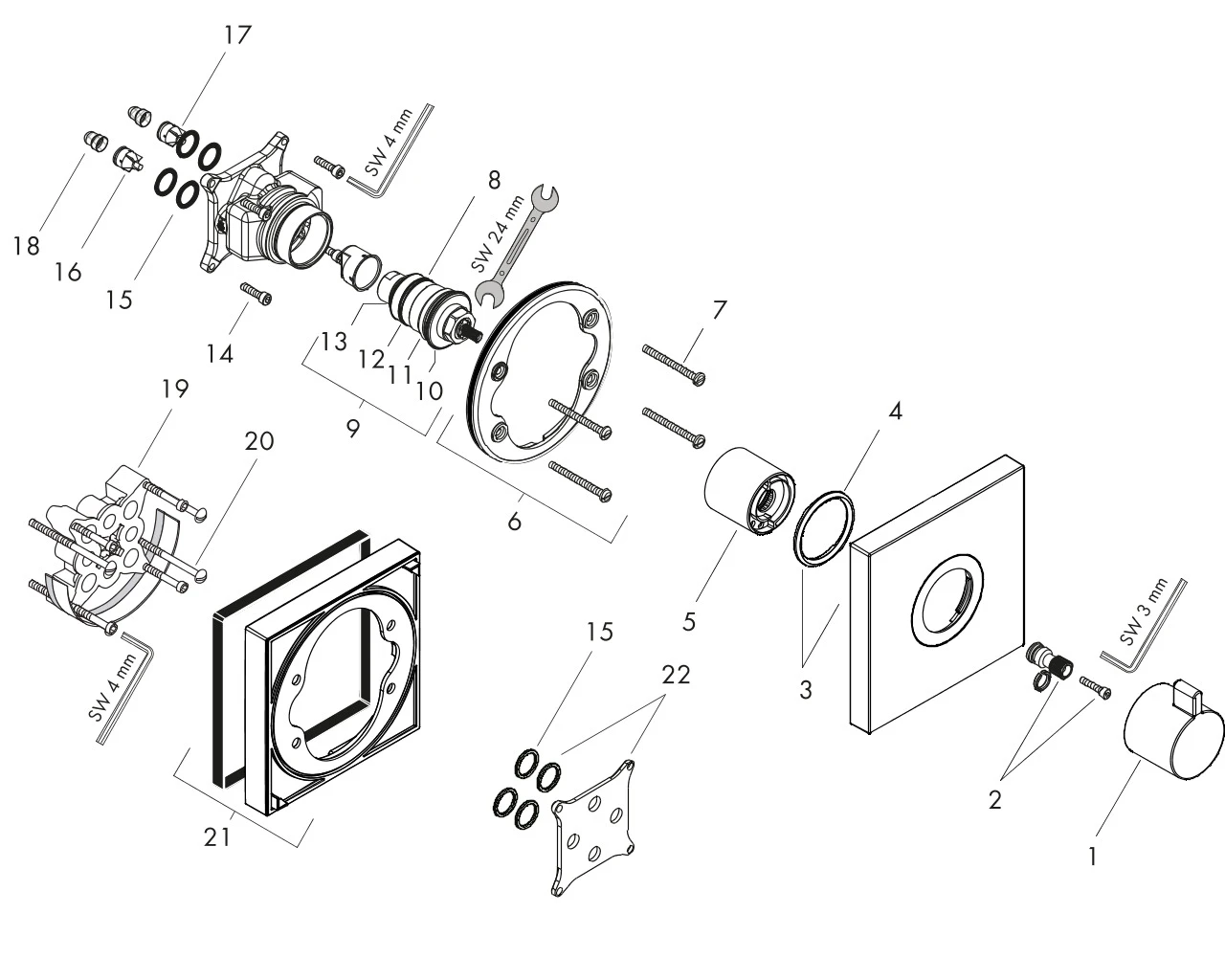 Thermostat Unterputz ShowerSelect Highflow Fertigset chrom