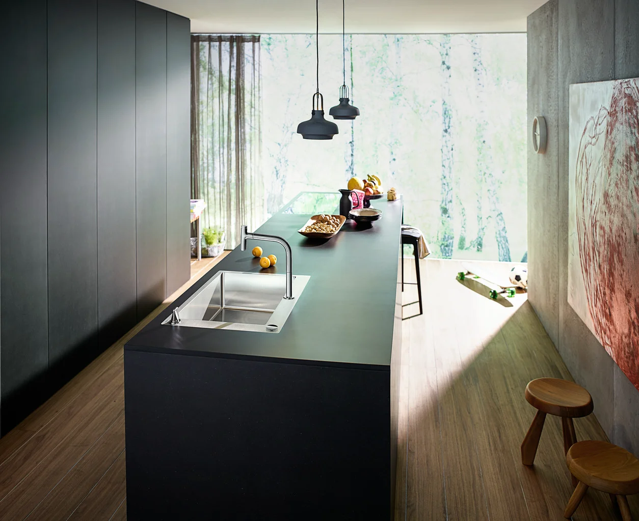 Hansgrohe Metris Select M71 2-Loch Einhebel-Küchenmischer mit Ausziehbrause, Chrom, 35 mm Bohrung, 200 mm ComfortZone, 110° oder 150° Schwenkbereich