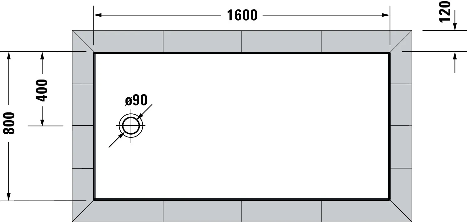 Duravit rechteck Duschwanne „Tempano“ 160 × 80 cm ohne Antislip