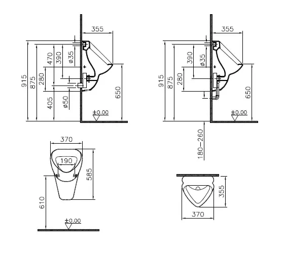 VitrA norm Urinal 37 x 36 x 59 cm, Weiß