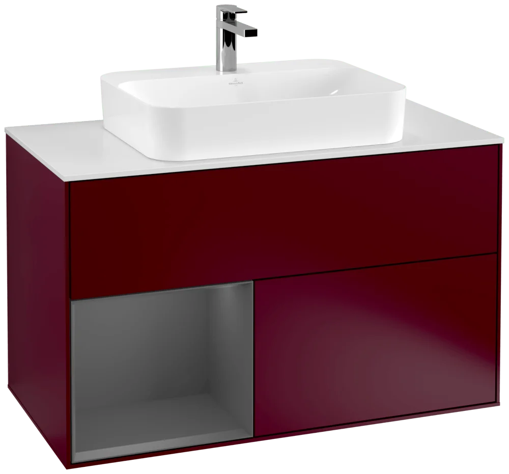 Villeroy & Boch Waschbeckenunterschrank Finion F36, 1000 x 603 x 501 mm, Peony Matt Lacquer, mit Beleuchtung und Push-to-open Funktion