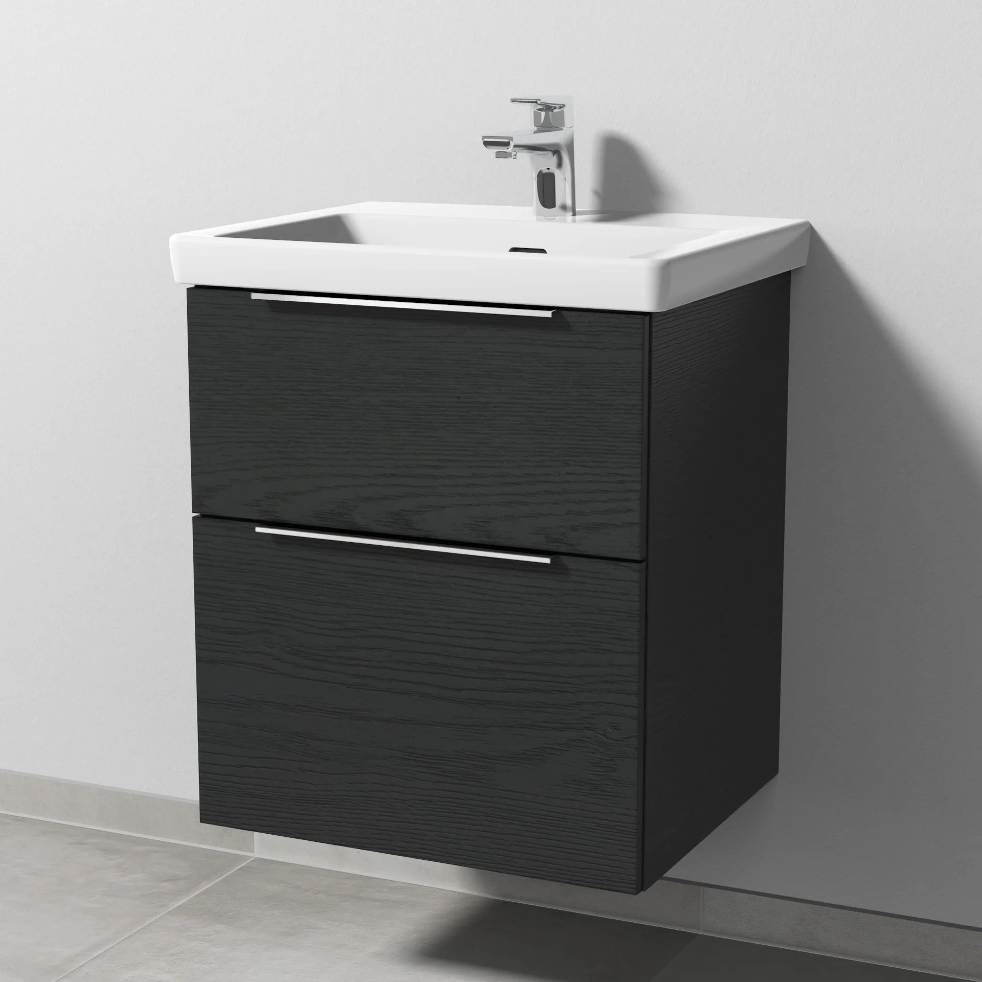 Sanipa Waschtischunterschrank „3way“ 507 × 588 × 432 mm in Black Oak, Becken mittig