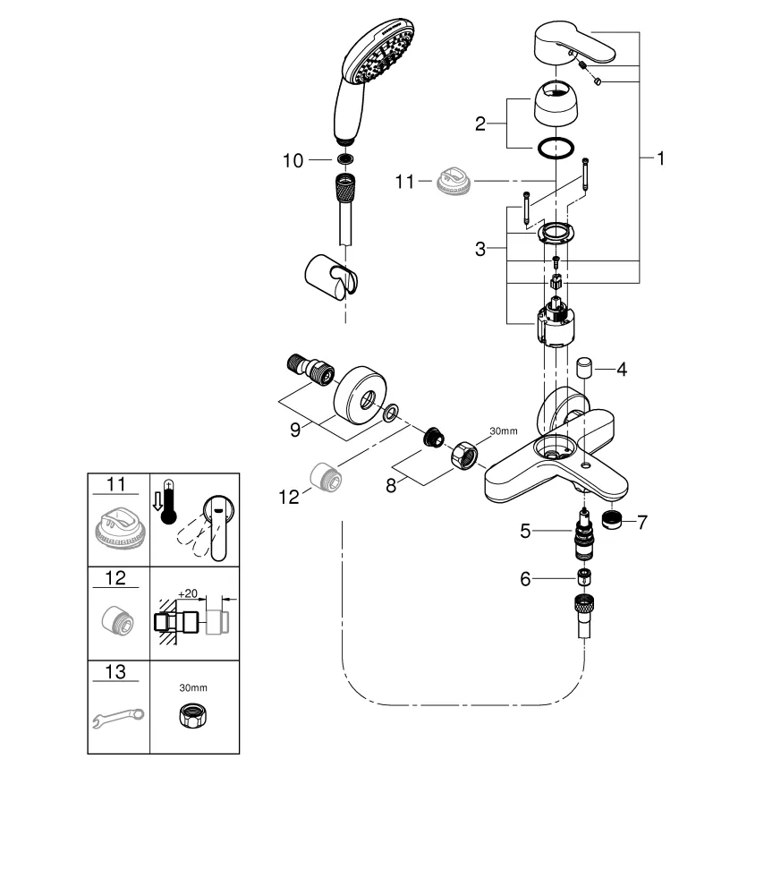 Grohe Eurostyle Cosmopolitan Einhand-Wannenbatterie, ½ Wandmontage chrom Grohe Eurostyle Cosmopolitan Einhand-Wannenbatterie, ½ Wandmontage chrom