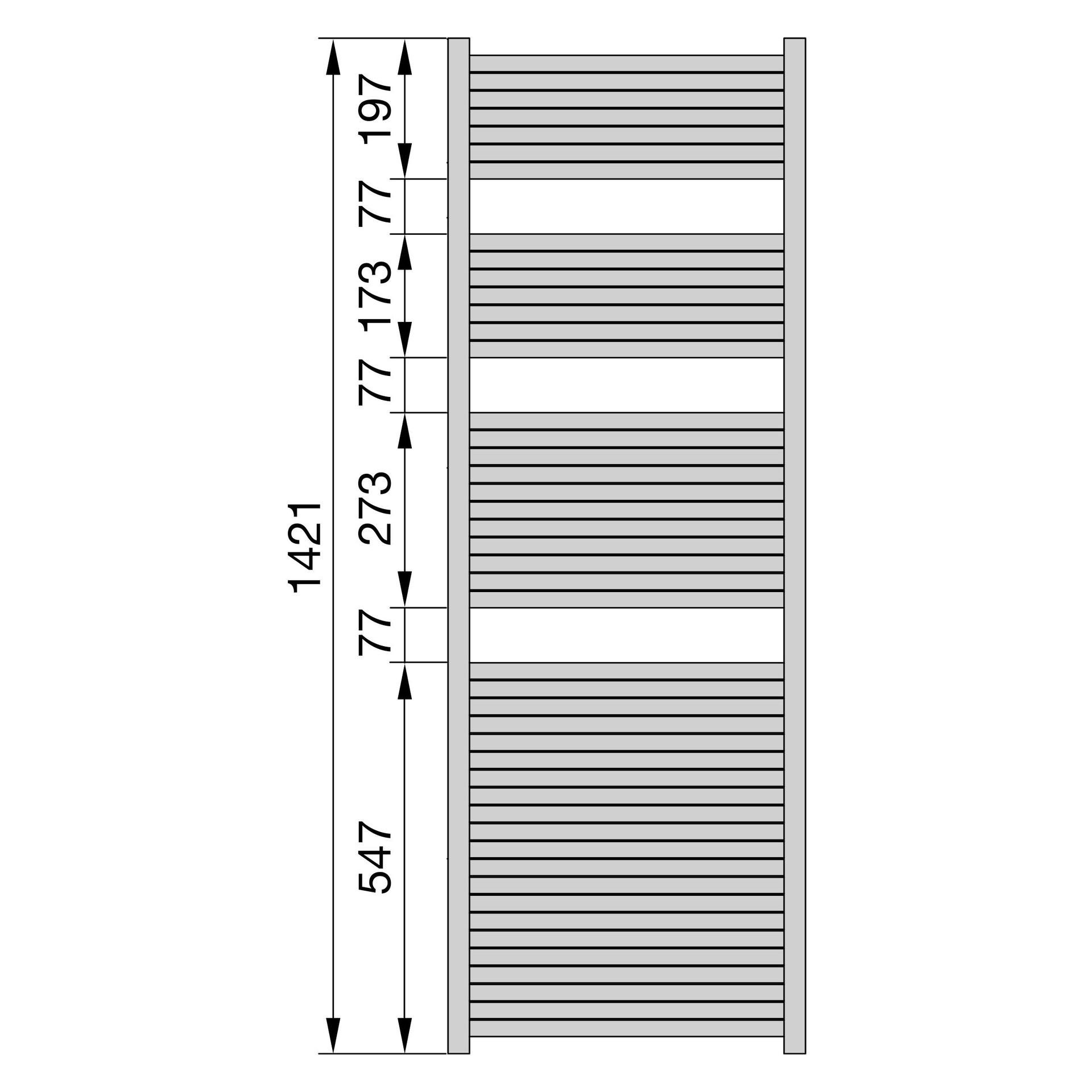 Zehnder Design-Heizkörper „Zeno“ für Warmwasser-Zentralheizung oder gemischten Betrieb mit 50 mm-Mittelanschluss zweilagig 75 × 167,1 cm in Grey Aluminium (glänzend)