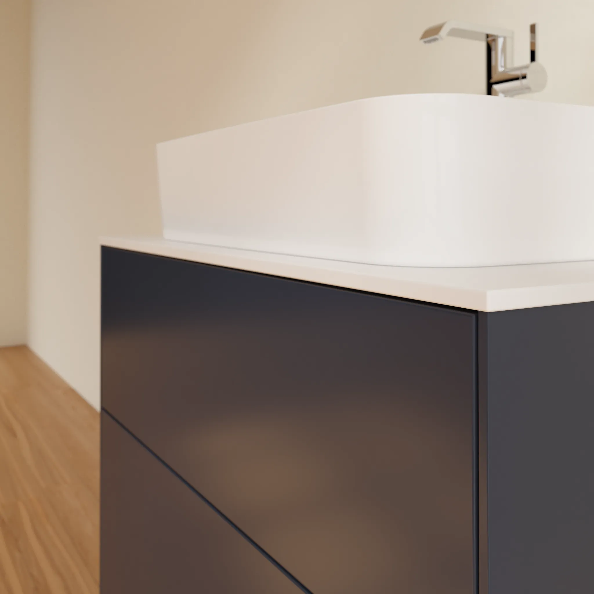 Villeroy & Boch Waschtischunterschrank „Finion“ für Schrankwaschtisch 800 × 603 × 501 mm Midnight Blue Matt Lacquer, für Becken mittig