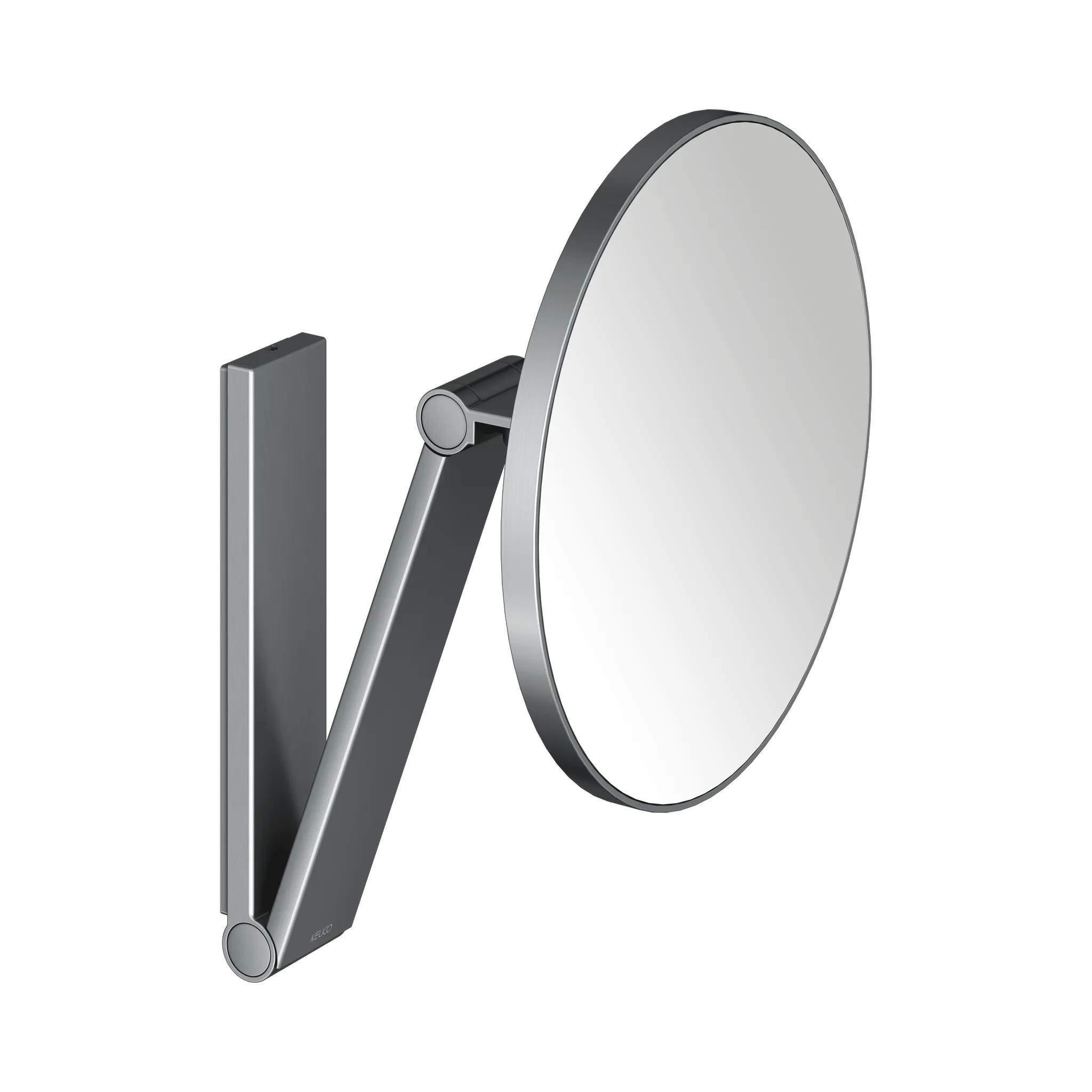 KEUCO Kosmetikspiegel „iLook_move“ Rund, ohne Beleuchtung in Schwarzchrom (gebürstet), ⌀ 212 mm