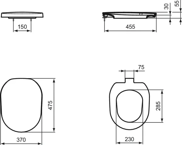 Ideal Standard WC-Sitz Tonic, Softclosing, weiß, 370x475x55 mm